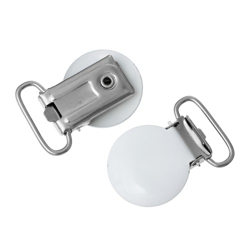 metalowy klips do smoczka biały