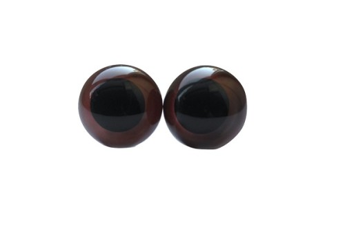 oczy zaciskowe 14mm jasny brąz