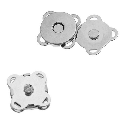 zapięcie magnetyczne do torebek 15mm srebrne