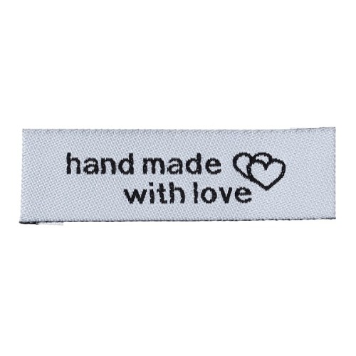 metki do ubrań HAND MADE with love białe