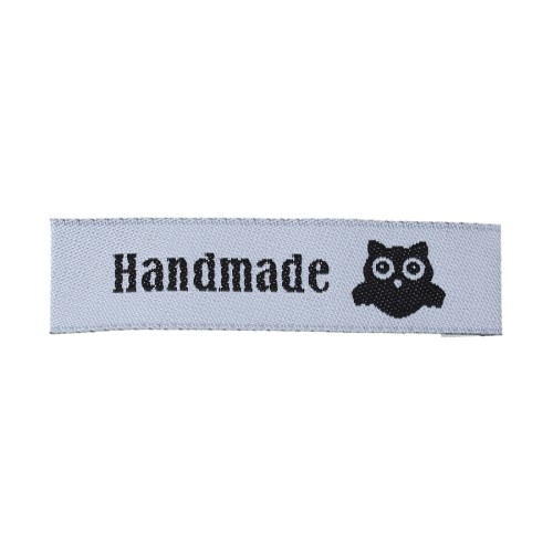 metki do ubrań Handmade z sową białe
