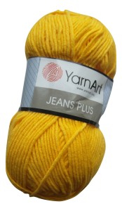 100g włóczka bawełna akryl Jeans Plus 35 żółty