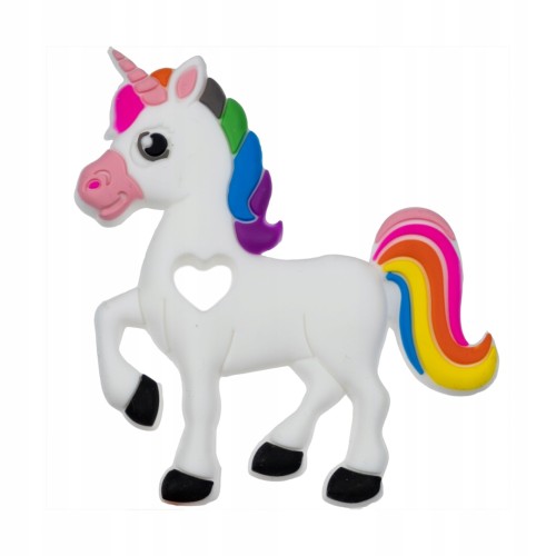 silikonowy gryzak biały jednorożec