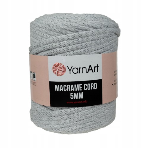 500g sznurek Macrame Cotton Cord 5mm popielaty 756