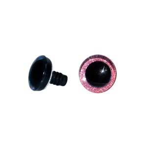 1 para oczy, oczka zaciskowe 24mm różowe brokatowe