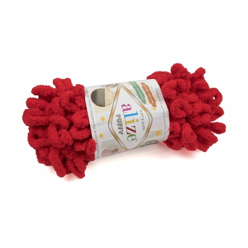 włóczka do przerabiania na palcach Alize Puffy czerwona 56