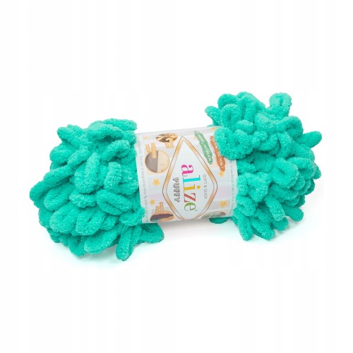 włóczka do przerabiania na palcach Alize Puffy lazurowa 490