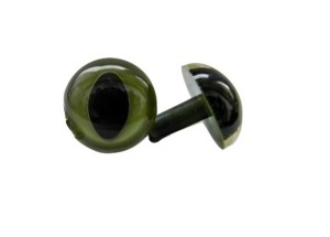 Kocie oczy zaciskowe, oczka do maskotek zielone KOT 21mm