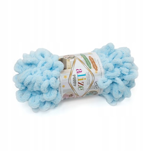 włóczka do przerabiania na palcach Alize Puffy jasnoniebieska 183
