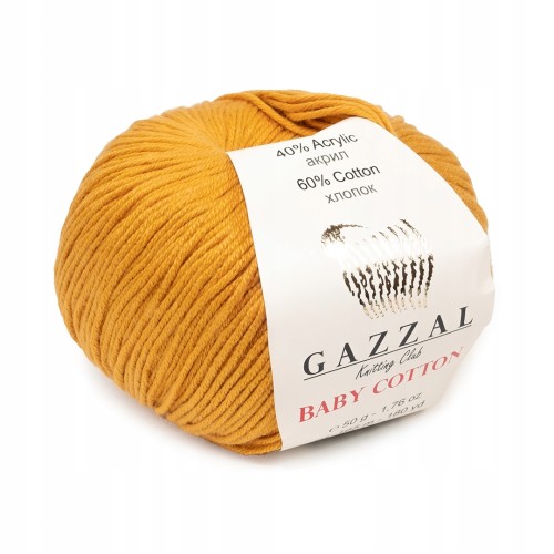 włóczka Gazzal Baby Cotton 3447 ciemnożółta