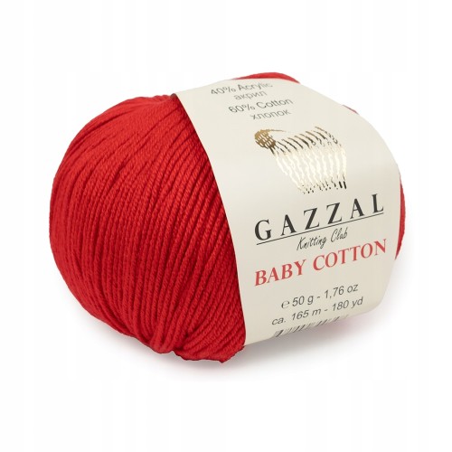 włóczka Gazzal Baby Cotton 3443 czerwona