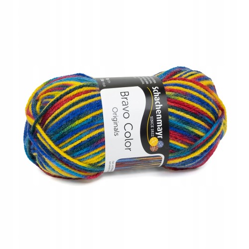 włóczka akryl Bravo Color niebieski żółty 0080