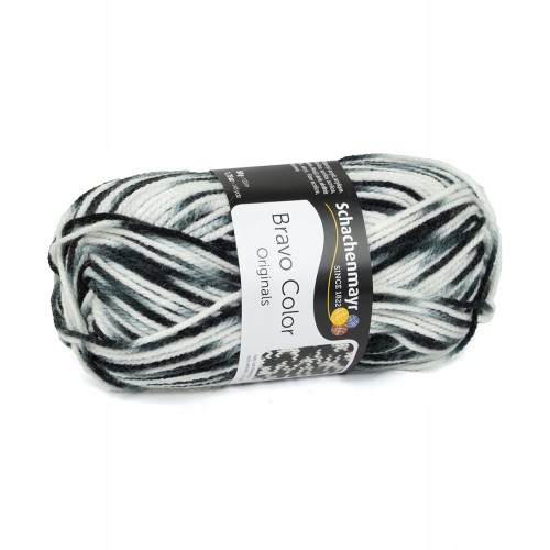włóczka akryl Bravo Color czarny biały 02336