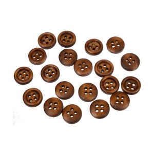 20szt drewniane guziki, 4 dziurki, brąz 11mm