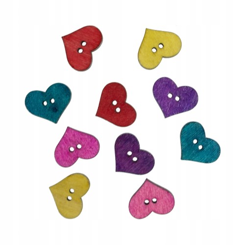 guziki serduszka drewniane serce mix 20x16mm