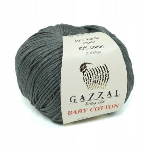 włóczka Gazzal Baby Cotton 3450 ciemnoszara