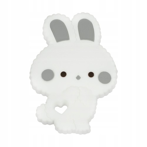 silikonowy gryzak króliczek biały + popiel