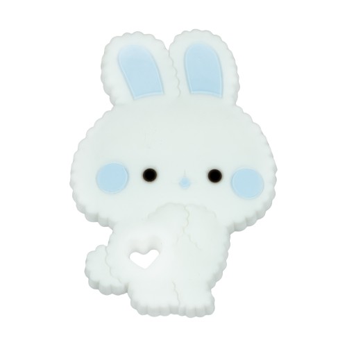 silikonowy gryzak króliczek biały + błękitny