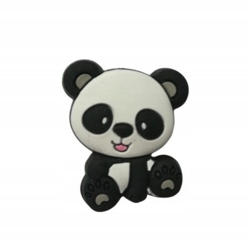 koralik silikonowy panda popielaty