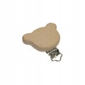 klips do smoczka drewniany z misiem
