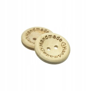 2szt guzik okrągły, metka handmade serduszko 20mm