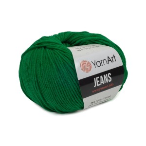 50g włóczka, 55% bawełna 45% akryl, YarnArt Jeans ciemnozielony 52