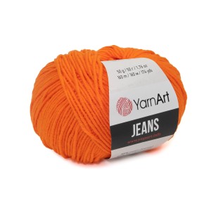 50g włóczka, 55% bawełna 45% akryl, YarnArt Jeans pomarańczowy 77