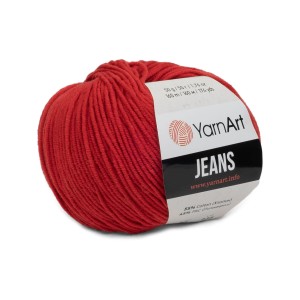 50g włóczka, 55% bawełna 45% akryl, YarnArt Jeans czerwona 90