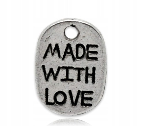 zawieszka metalowa 'made with love'