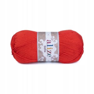 100g włóczka 100% bawełna Alize czerwony 56 Bella