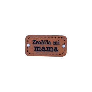 1szt metka zrobiła mi mama ekoskóra j. brąz