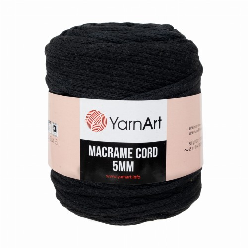500g sznurek Macrame Cotton Cord 5mm czarny 750
