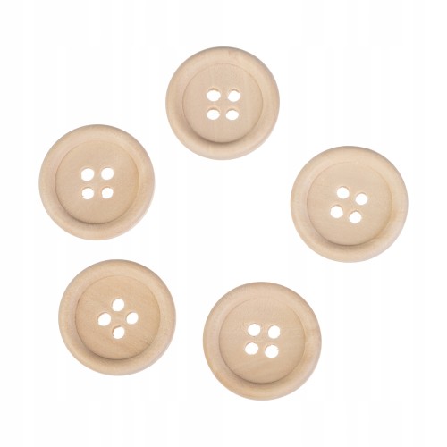 drewniane guziki 4 dziurki 23mm naturalne