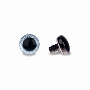 1 para oczy, oczka zaciskowe 20mm srebrne brokatowe