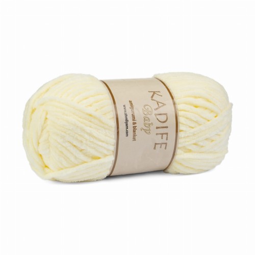 100g włóczka pluszowa Kadife Baby kremowożółta 002