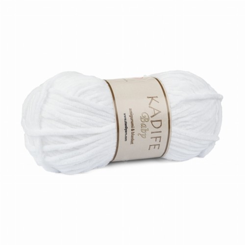 100g włóczka pluszowa Kadife Baby biała 001