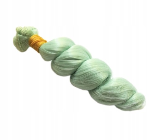 włosy dla lalek 14cm loki kręcone miętowe