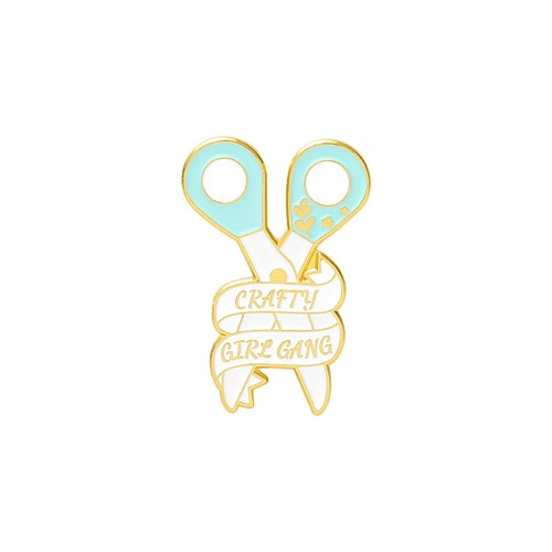przypinka metalowa broszka  pin nożyczki crafty girl gang