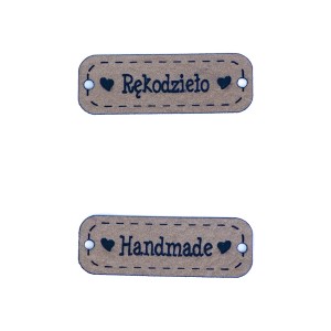 2 metki ekoskóra handmade rękodzieło ciemny beż