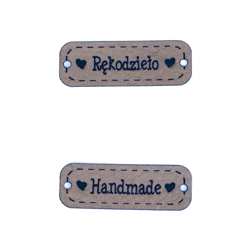 2 metki ekoskóra handmade rękodzieło ciemnobeżowe