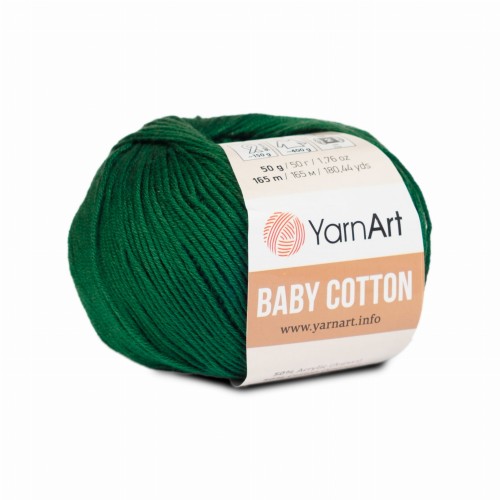 50g YarnArt Baby Cotton ciemnozielony 444