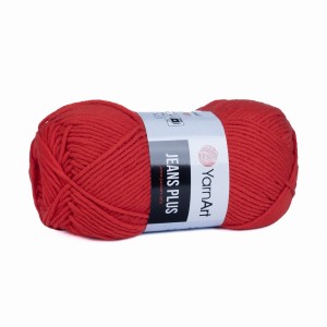 100g włóczka bawełna akryl Jeans Plus 90 czerwony