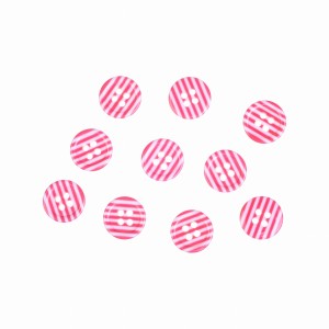10szt. guziki plastikowe 13mm w paski różowe