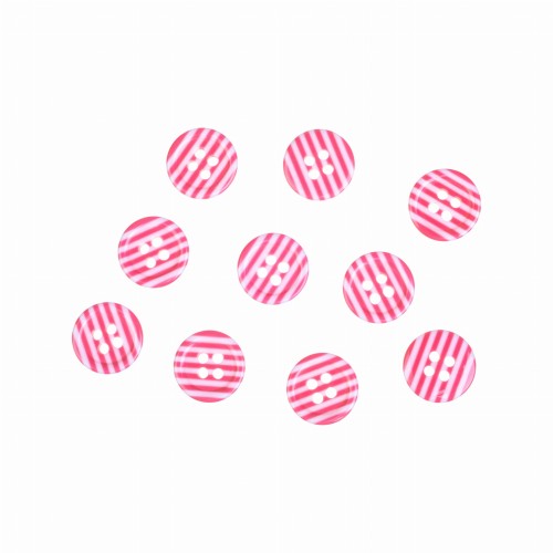 10szt. guziki plastikowe 13mm w paski różowe