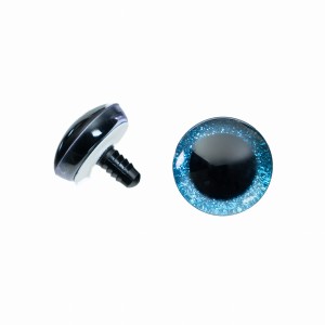 1 para oczy, oczka zaciskowe brokatowe 30mm niebieskie