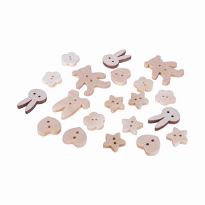 20szt drewniane guziki dziecięce, kwiatki, misie, gwiazdki, różne wzory