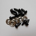 oczy czarne 8mm z metalowymi zaciskami