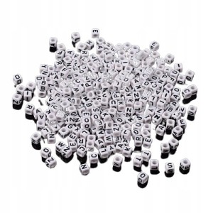 120szt kwadratowe koraliki kostki 6mm, zestaw literek akrylowych mix