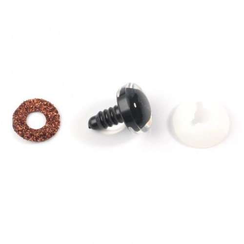 oczy zaciskowe 16mm brązowe brokatowe