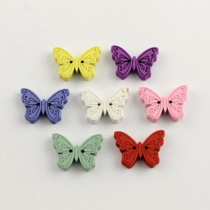 50szt guziki motylki drewniane kolorowe pastelowe guzik motyl 24x18mm mix